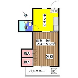新井ハイツ 1Kの間取図画像