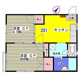 サンオラージュ 2DKの間取図画像