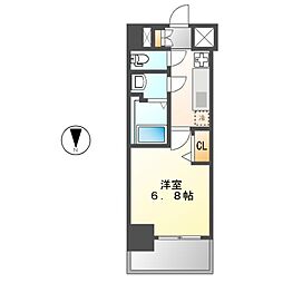 ディアレイシャス名古屋太閤通III 8階1Kの間取り