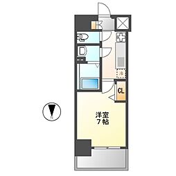 ディアレイシャス名古屋太閤通III 4階1Kの間取り