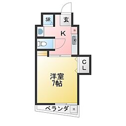 堀家第二ビル 1Kの間取図画像