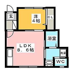 アルティオK 1LDKの間取図画像