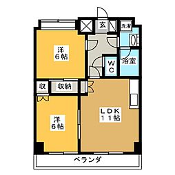 ベルメゾン晃和 2LDKの間取図画像