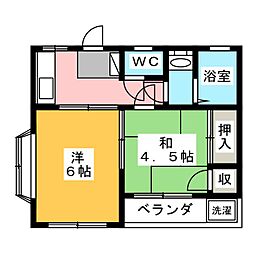 赤山コーポ 2Kの間取図画像