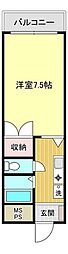 カーサフローラル 1Kの間取図画像
