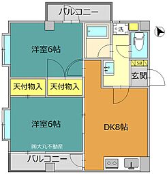 渡辺ビル 2DKの間取図画像