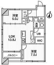 GRAN PASEO明大前 7階2LDKの間取り