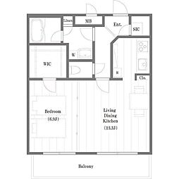 ガーデン千歳船橋 5階1LDKの間取り