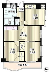 カーサエッチェルサ世田谷 3LDKの間取図画像