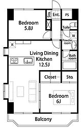 エクセル大蔵 2LDKの間取図画像