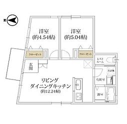 ソアヴィータ三軒茶屋 2LDKの間取図画像