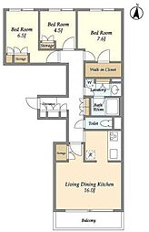 KWレジデンス桜新町 3LDKの間取図画像