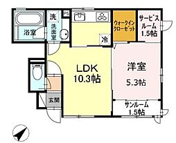サンシャンテ上野毛A 1LDKの間取図画像