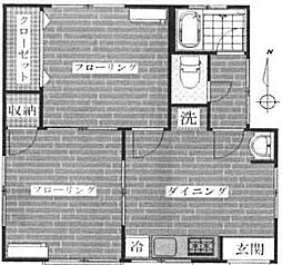 葵ハイツ 2DKの間取図画像