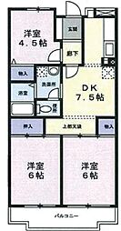 ベルグハイム 3DKの間取図画像