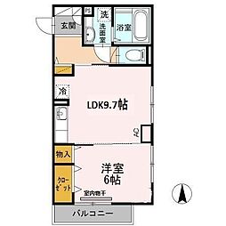 カーサルチェンテ 1LDKの間取図画像