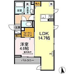 アンジュール中野 1LDKの間取図画像