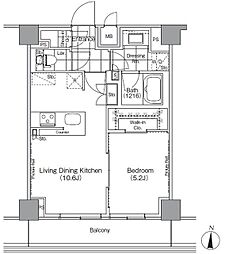 ザ・パークハビオ高円寺 1LDKの間取図画像