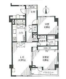 サニーコート都立大 2LDKの間取図画像