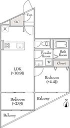ルミークアン用賀 2LDKの間取図画像
