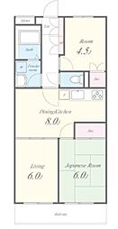 目黒都立大レジデンス 3DKの間取図画像