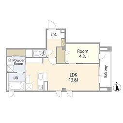 ヴァンセット自由が丘 1LDKの間取図画像