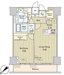 セリオ落合東中野 1LDKの間取図画像