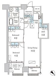 レガシス中目黒 2SLDKの間取図画像
