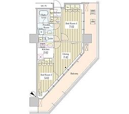ユニゾンタワー東中野 2LDKの間取図画像