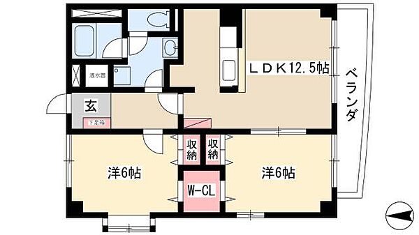 アーク・ラフィーネ ｜愛知県名古屋市中川区供米田2丁目(賃貸マンション2LDK・4階・57.80㎡)の写真 その2