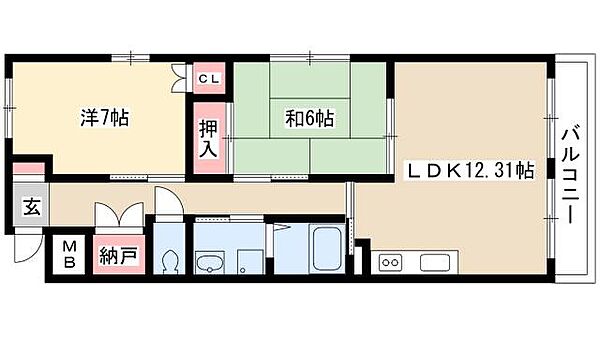 クレアール壱番館 ｜愛知県名古屋市中川区富田町大字千音寺字市場上屋敷(賃貸マンション2LDK・3階・60.68㎡)の写真 その2