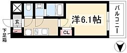 プレサンス太閤通ファシール 8階1Kの間取り