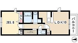 カーサエスパシオ 2階1LDKの間取り