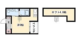 トレスI 1階ワンルームの間取り