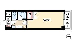 ハウザー高畑 1Kの間取図画像
