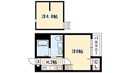 Cynthia　沖田町 1階1Kの間取り