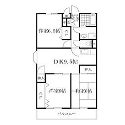 プライム北進 3DKの間取図画像