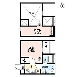 ハピネス南脇 1Kの間取図画像