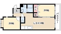 パラシオン萠 2LDKの間取図画像
