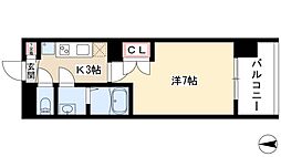 パルティール並木 1Kの間取図画像