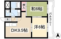 カサ松下 2DKの間取図画像