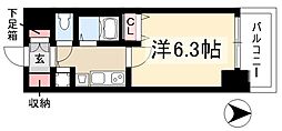 プレサンス名古屋駅前ヴェルロード 1Kの間取図画像