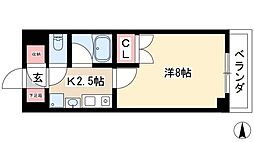 レージュ城西 1Kの間取図画像