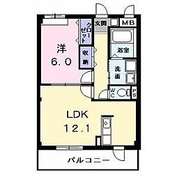 グランツKH 1LDKの間取図画像