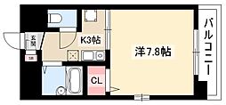 キャッスル3 1Kの間取図画像