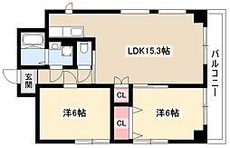 シャトレ大万 2LDKの間取図画像