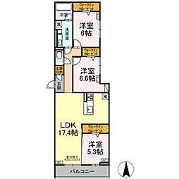 リアンフォール 3LDKの間取図画像