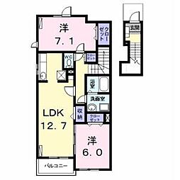 ベルメゾン都2B 2LDKの間取図画像