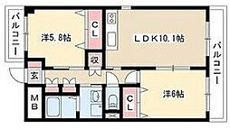 ギブリ千音寺 2LDKの間取図画像
