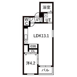 中川区荒子AP 1LDKの間取図画像